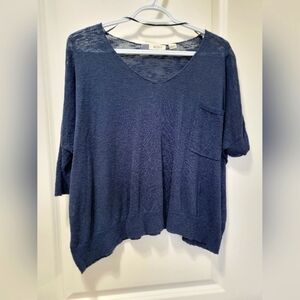 Roxy Oversized Sheer Knit Top Navy Medium